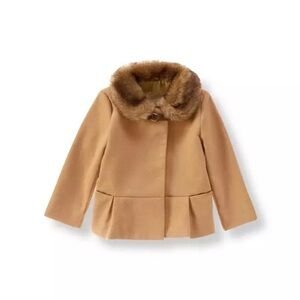 JANIE and JACK Collection Camel Coat Faux Fur Collar Warm Winter Jacket Girl